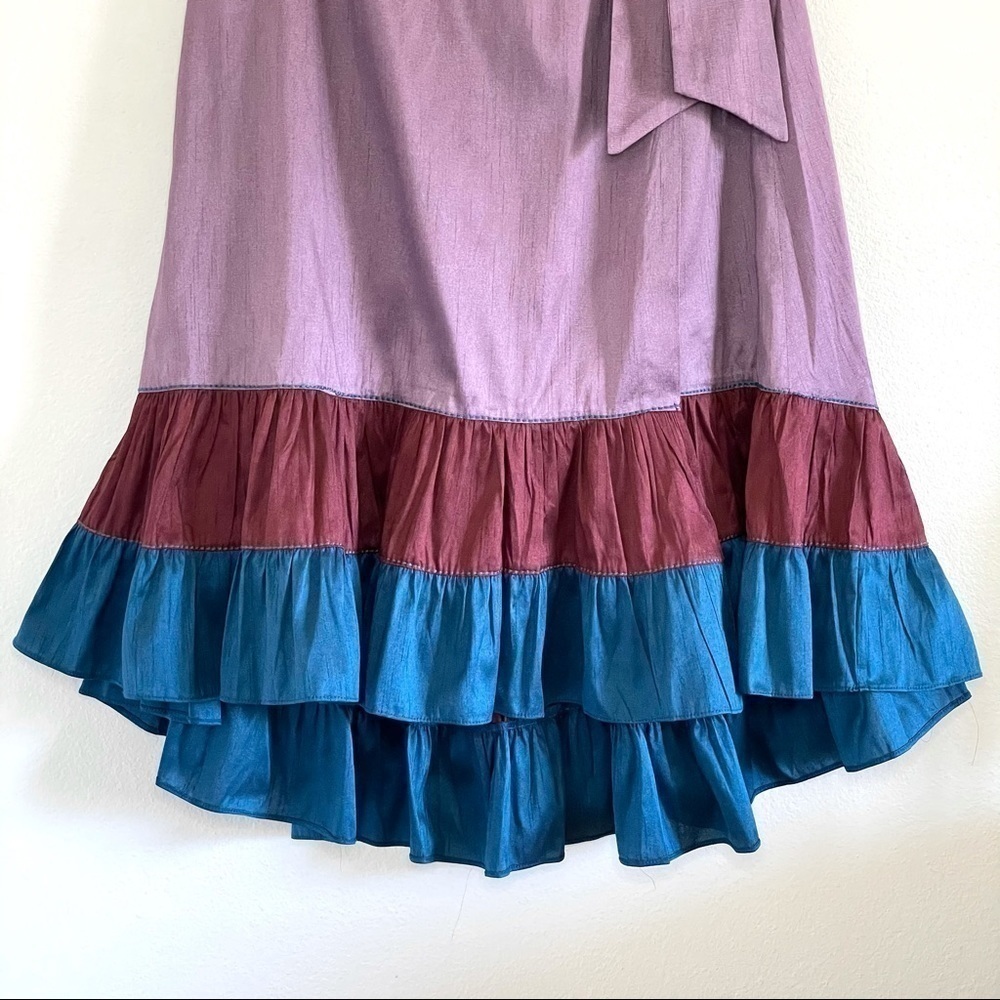NWT Anthropologie Sachin & Babi Colorblocked Ruffle Wrap Midi Maxi Skirt 4 - Picture 8 of 16